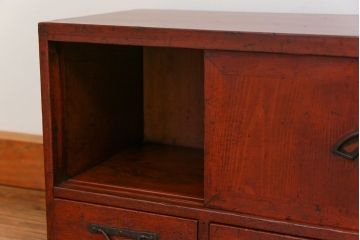 アンティーク家具　古民具・骨董 古い木の収納棚付き小引き出し