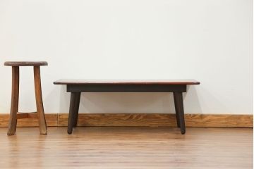 アンティーク家具　アンティーク 古い栓材の杢目の素晴らしいセンターテーブル(1)　(座卓、机)