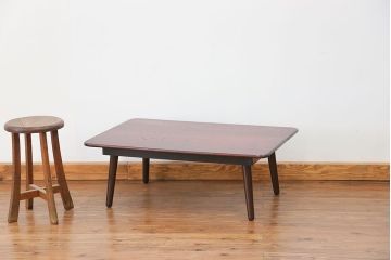 アンティーク家具　アンティーク 古い栓材の杢目の素晴らしいセンターテーブル(1)　(座卓、机)
