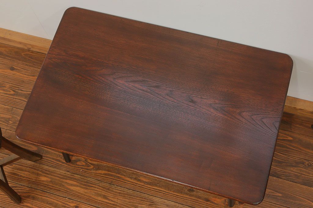 アンティーク家具　アンティーク 古い栓材の杢目の素晴らしいセンターテーブル(2)　(座卓、机)