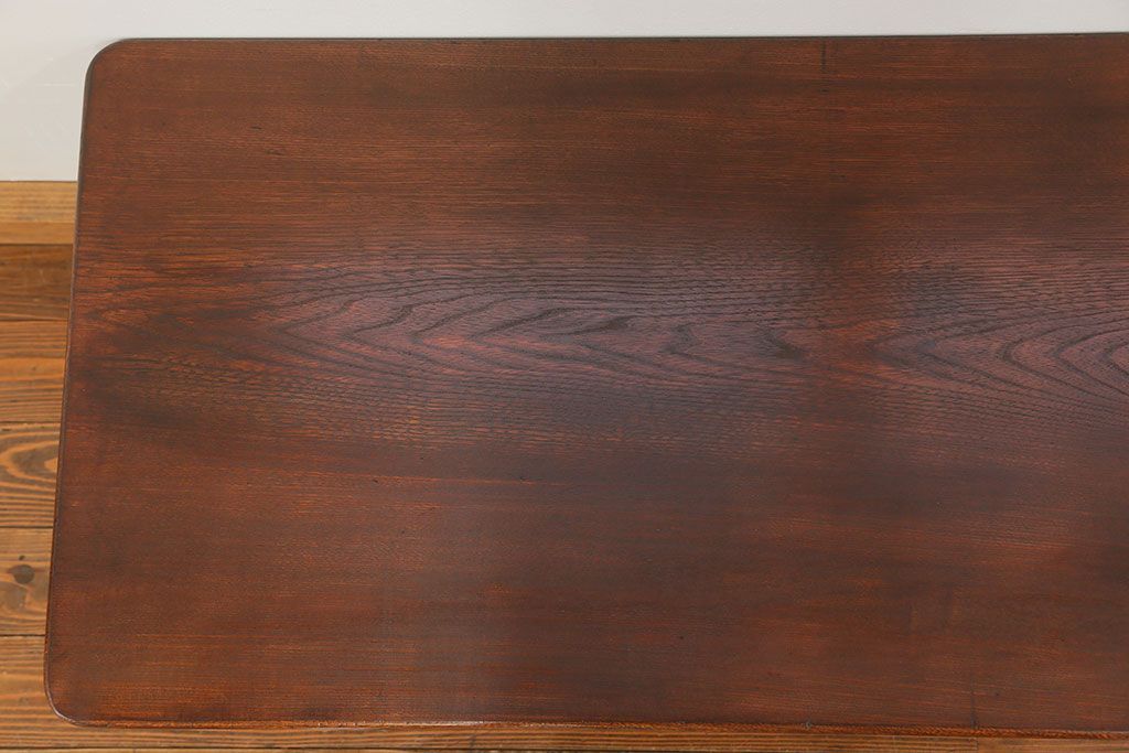 アンティーク家具　アンティーク 古い栓材の杢目の素晴らしいセンターテーブル(2)　(座卓、机)