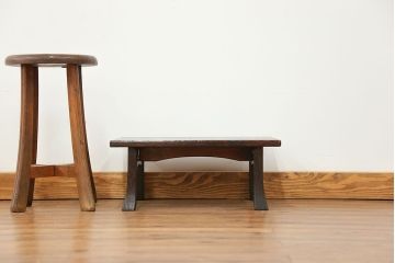 アンティーク家具　古民具・骨董 古い栗材浮造り仕上げの小さな高級折り畳みテーブル　(机、ちゃぶ台)