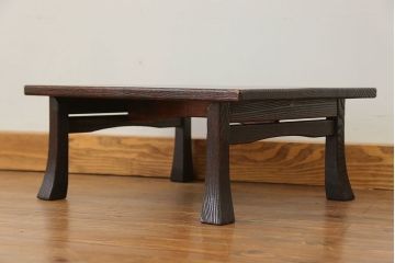 アンティーク家具　古民具・骨董 古い栗材浮造り仕上げの小さな高級折り畳みテーブル　(机、ちゃぶ台)