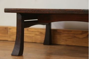 アンティーク家具　古民具・骨董 古い栗材浮造り仕上げの小さな高級折り畳みテーブル　(机、ちゃぶ台)