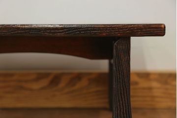 アンティーク家具　古民具・骨董 古い栗材浮造り仕上げの小さな高級折り畳みテーブル　(机、ちゃぶ台)