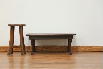 レトロ家具　昭和レトロ 古い栓材の折り畳みちゃぶ台　(テーブル)