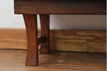 アンティーク家具　古民具・骨董 天板栗材一枚板　変わり型ちゃぶ台　(テーブル)