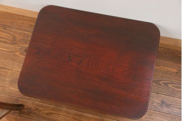 レトロ家具　昭和レトロ 古い栓材の一枚板　角型ちゃぶ台　(テーブル)