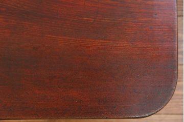 レトロ家具　昭和レトロ 古い栓材の一枚板　角型ちゃぶ台　(テーブル)