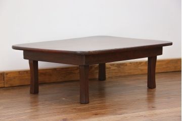 レトロ家具　昭和レトロ 古い栓材の一枚板　角型ちゃぶ台　(テーブル)