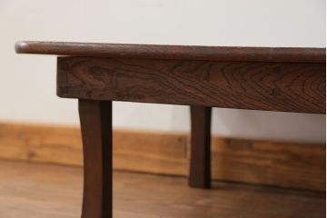 レトロ家具　昭和レトロ 古い栓材の一枚板　角型ちゃぶ台　(テーブル)