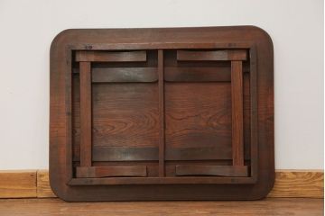 レトロ家具　昭和レトロ 古い栓材の一枚板　角型ちゃぶ台　(テーブル)