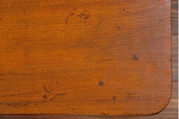 アンティーク家具　アンティーク 天板一枚板　古い栓材の小振りな角型ちゃぶ台　(テーブル、座卓)