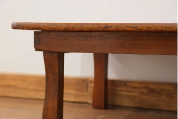 アンティーク家具　アンティーク 天板一枚板　古い栓材の小振りな角型ちゃぶ台　(テーブル、座卓)