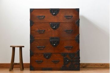 アンティーク家具　古民具・骨董 特別注文造り　総欅!酒田(庄内)衣装箪笥(時代箪笥、帳場箪笥)