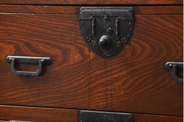 アンティーク家具　古民具・骨董 特別注文造り　総欅!酒田(庄内)衣装箪笥(時代箪笥、帳場箪笥)