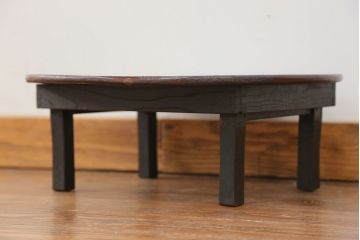 アンティーク家具　古民具・骨董 古い木の小振りな丸型ちゃぶ台　(机、座卓)