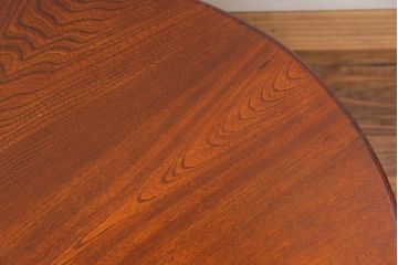 アンティーク家具　アンティーク キレイな杢目の小振りな丸型ちゃぶ台(テーブル)　