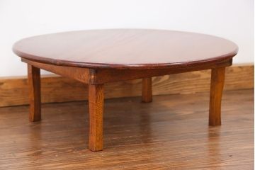 アンティーク家具　アンティーク キレイな杢目の小振りな丸型ちゃぶ台(テーブル)　