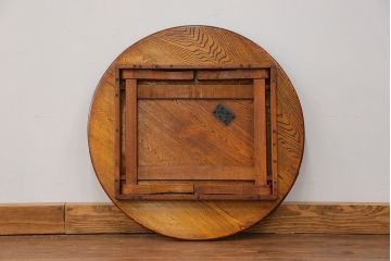 アンティーク家具　アンティーク キレイな杢目の小振りな丸型ちゃぶ台(テーブル)　