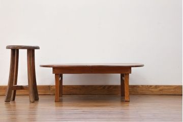 レトロ家具　昭和レトロ 大振りな丸型ちゃぶ台(テーブル、座卓)