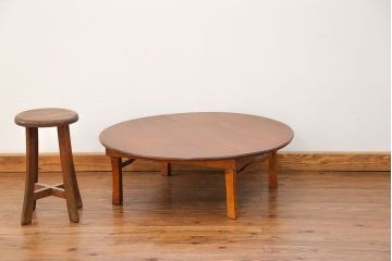 レトロ家具　昭和レトロ 大振りな丸型ちゃぶ台(テーブル、座卓)