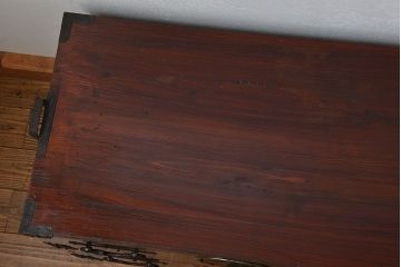 古民具・骨董 極上美品　蝶覆輪金具　前面栗材　米沢箪笥(時代箪笥)　