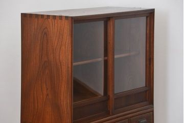 アンティーク家具　アンティーク 三方欅材!上質な二段重ね引き出し収納棚(戸棚、茶箪笥)