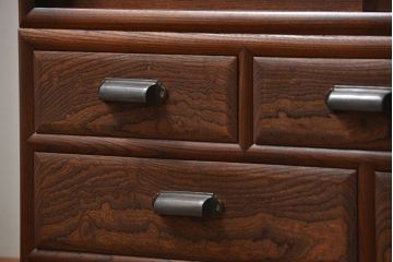 アンティーク家具　アンティーク 三方欅材!上質な二段重ね引き出し収納棚(戸棚、茶箪笥)