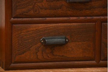 アンティーク家具　アンティーク 三方欅材!上質な二段重ね引き出し収納棚(戸棚、茶箪笥)