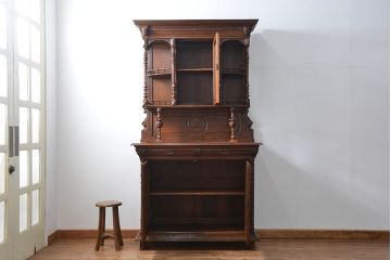 アンティーク家具　イギリスアンティーク 大きなオーク材ヴィクトリアンキャビネット(ビクトリアンキャビネット、バーカウンター)