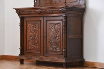 アンティーク家具　イギリスアンティーク 大きなオーク材ヴィクトリアンキャビネット(ビクトリアンキャビネット、バーカウンター)