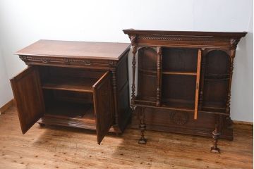 アンティーク家具　イギリスアンティーク 大きなオーク材ヴィクトリアンキャビネット(ビクトリアンキャビネット、バーカウンター)