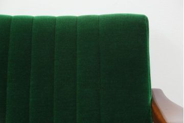 レトロ家具　昭和レトロ グリーン座面のアームチェア(1)(椅子、1人掛けソファ、イス)