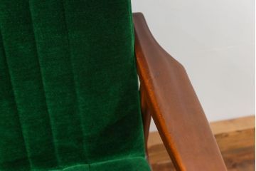レトロ家具　昭和レトロ グリーン座面のアームチェア(1)(椅子、1人掛けソファ、イス)