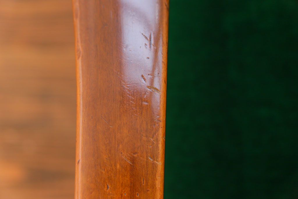 レトロ家具　昭和レトロ グリーン座面のアームチェア(1)(椅子、1人掛けソファ、イス)