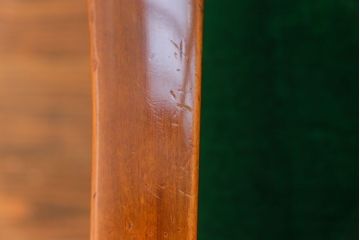 レトロ家具　昭和レトロ グリーン座面のアームチェア(1)(椅子、1人掛けソファ、イス)