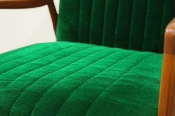 レトロ家具　昭和レトロ グリーン座面のアームチェア(1)(椅子、1人掛けソファ、イス)