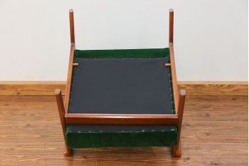レトロ家具　昭和レトロ グリーン座面のアームチェア(1)(椅子、1人掛けソファ、イス)