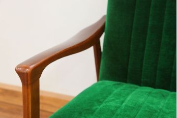 レトロ家具　昭和レトロ グリーン座面のアームチェア(2)(椅子、1人掛けソファ、イス)　