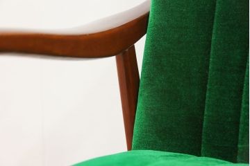 レトロ家具　昭和レトロ グリーン座面のアームチェア(2)(椅子、1人掛けソファ、イス)　