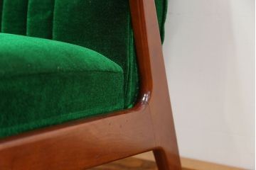 レトロ家具　昭和レトロ グリーン座面のアームチェア(2)(椅子、1人掛けソファ、イス)　