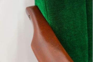 レトロ家具　昭和レトロ グリーン座面のアームチェア(2)(椅子、1人掛けソファ、イス)　