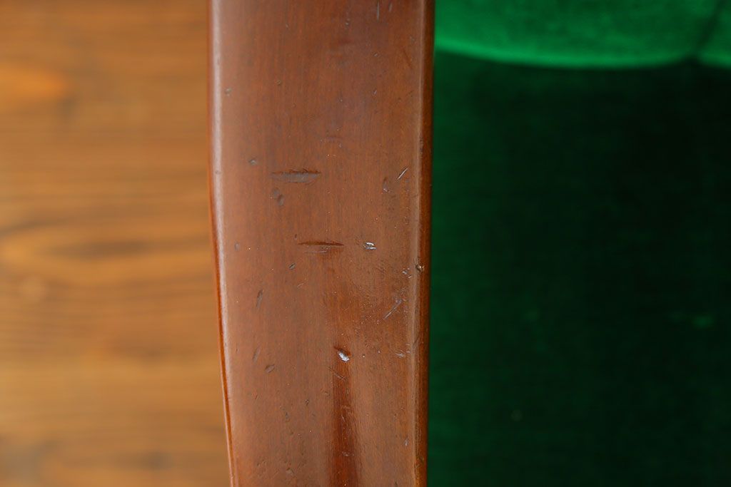 レトロ家具　昭和レトロ グリーン座面のアームチェア(2)(椅子、1人掛けソファ、イス)　