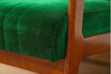 レトロ家具　昭和レトロ グリーン座面のアームチェア(2)(椅子、1人掛けソファ、イス)　