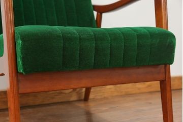 レトロ家具　昭和レトロ グリーン座面のアームチェア(2)(椅子、1人掛けソファ、イス)　