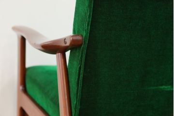 レトロ家具　昭和レトロ グリーン座面のアームチェア(2)(椅子、1人掛けソファ、イス)　