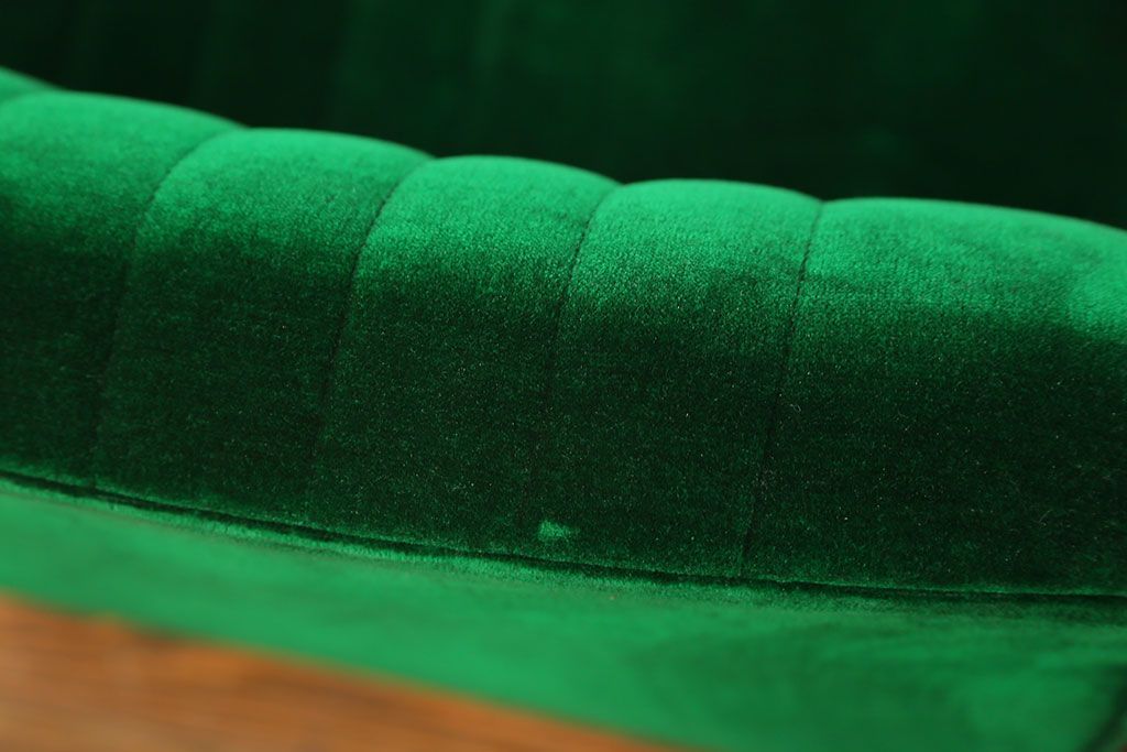 レトロ家具　昭和レトロ グリーン座面のアームチェア(2)(椅子、1人掛けソファ、イス)　