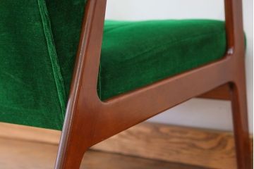 レトロ家具　昭和レトロ グリーン座面のアームチェア(2)(椅子、1人掛けソファ、イス)　
