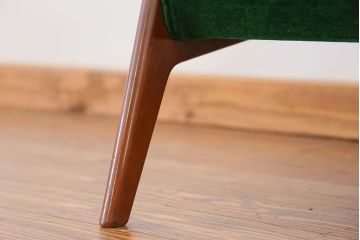 レトロ家具　昭和レトロ グリーン座面のアームチェア(2)(椅子、1人掛けソファ、イス)　